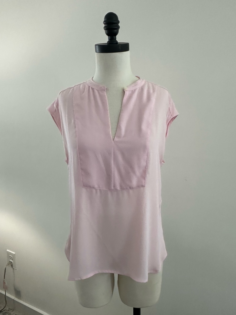 J. Crew Pale Pink Cap-Sleeve V-Neck Blouse